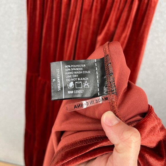 Baltic Born Artemis Velvet Maxi Dress Size XL Terracotta Red Tiered Romantic NEW - Picture 7 of 11